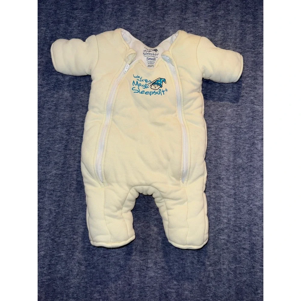 Baby Merlin's Magic Sleepsuit Yellow Cotton Quilted Transition Swaddle Small